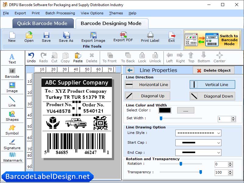 Screenshot of Packaging Barcode Label Design