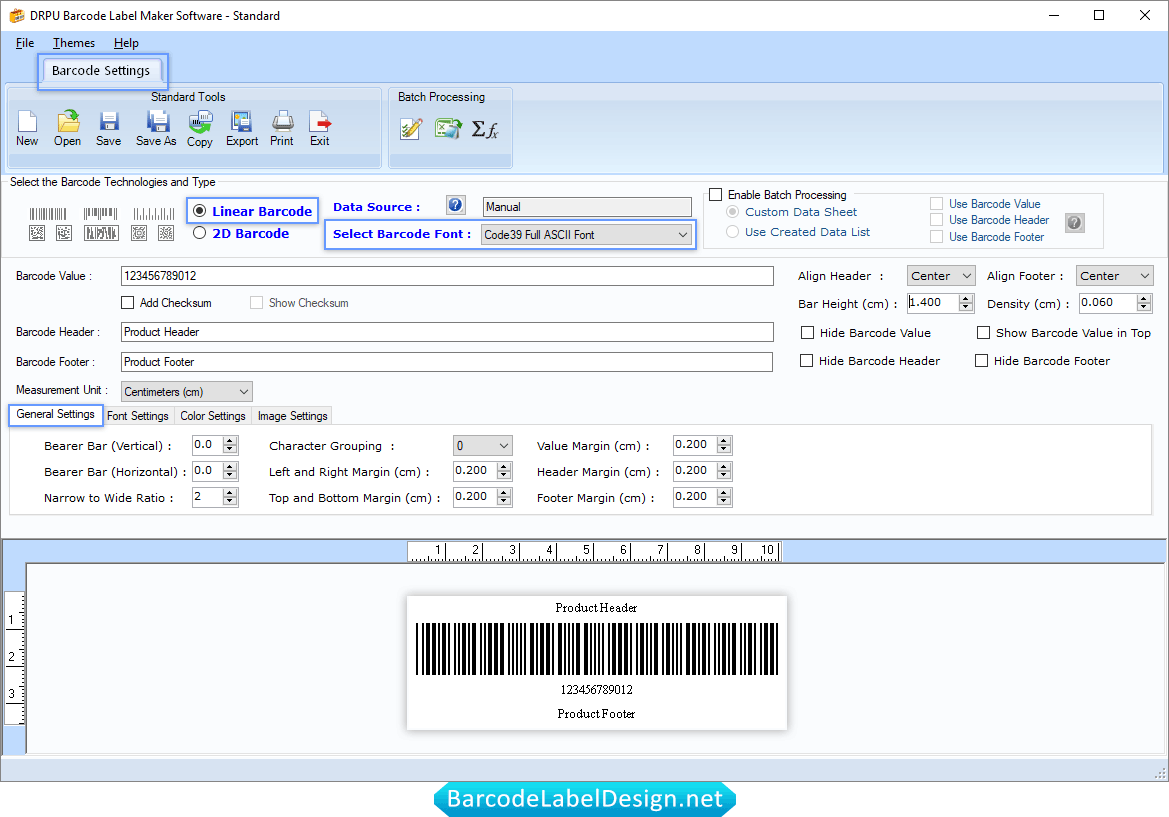 Barcode Settings Barcode Standard Software Barcode Settings Screenshots