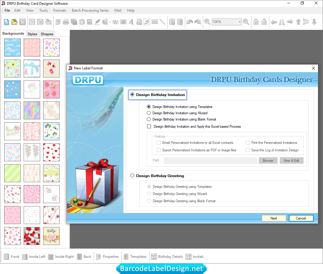 Birthday Cards Software New Label Format Screenshots  