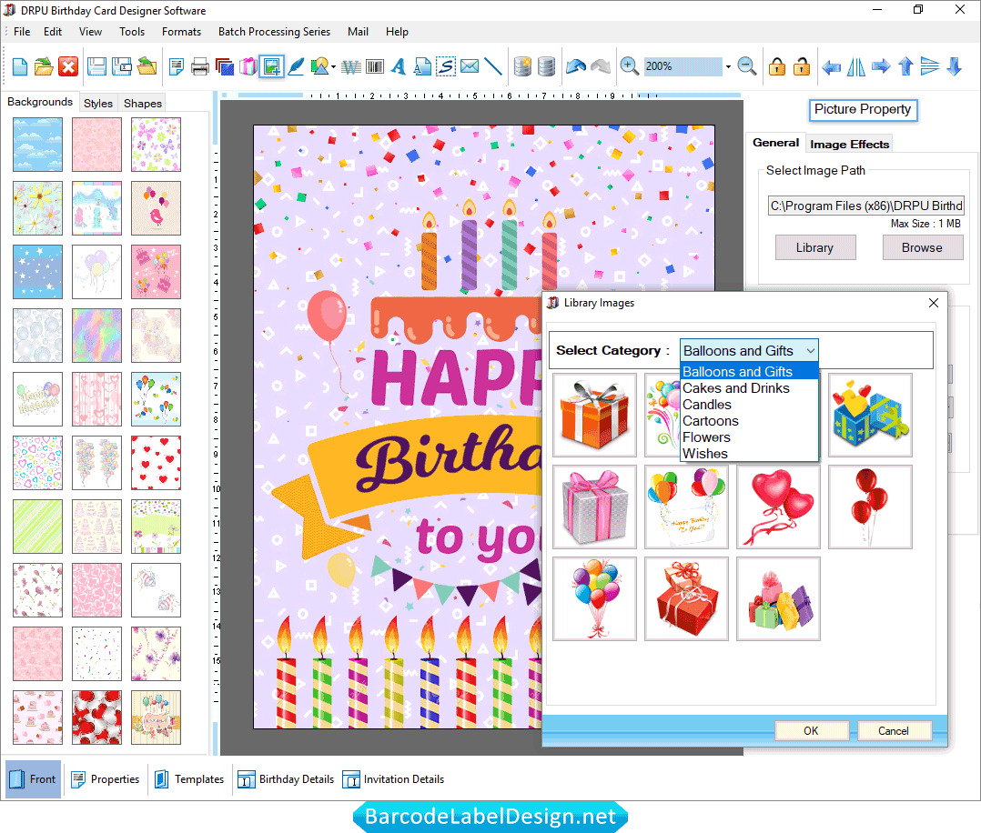 Birthday Cards Software Picture Property Screenshots 
