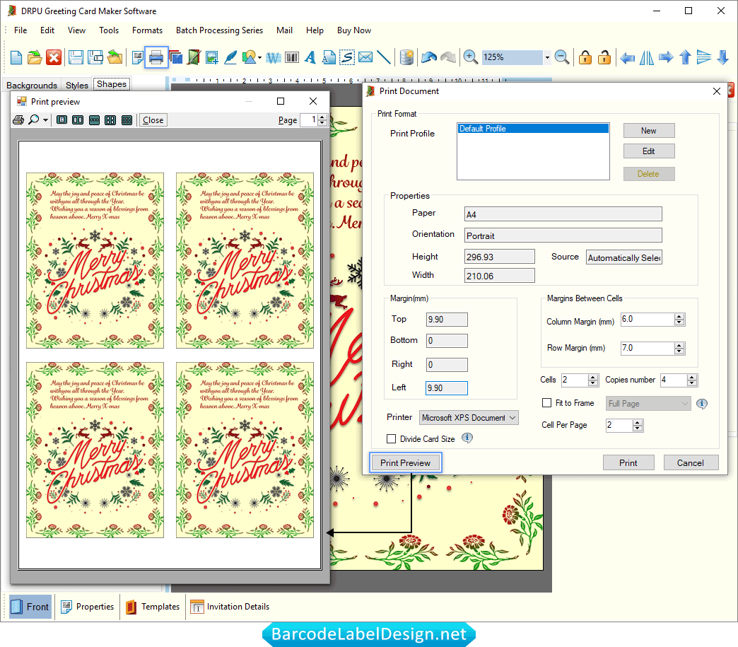 Greeting Card Software Print Preview Screenshots