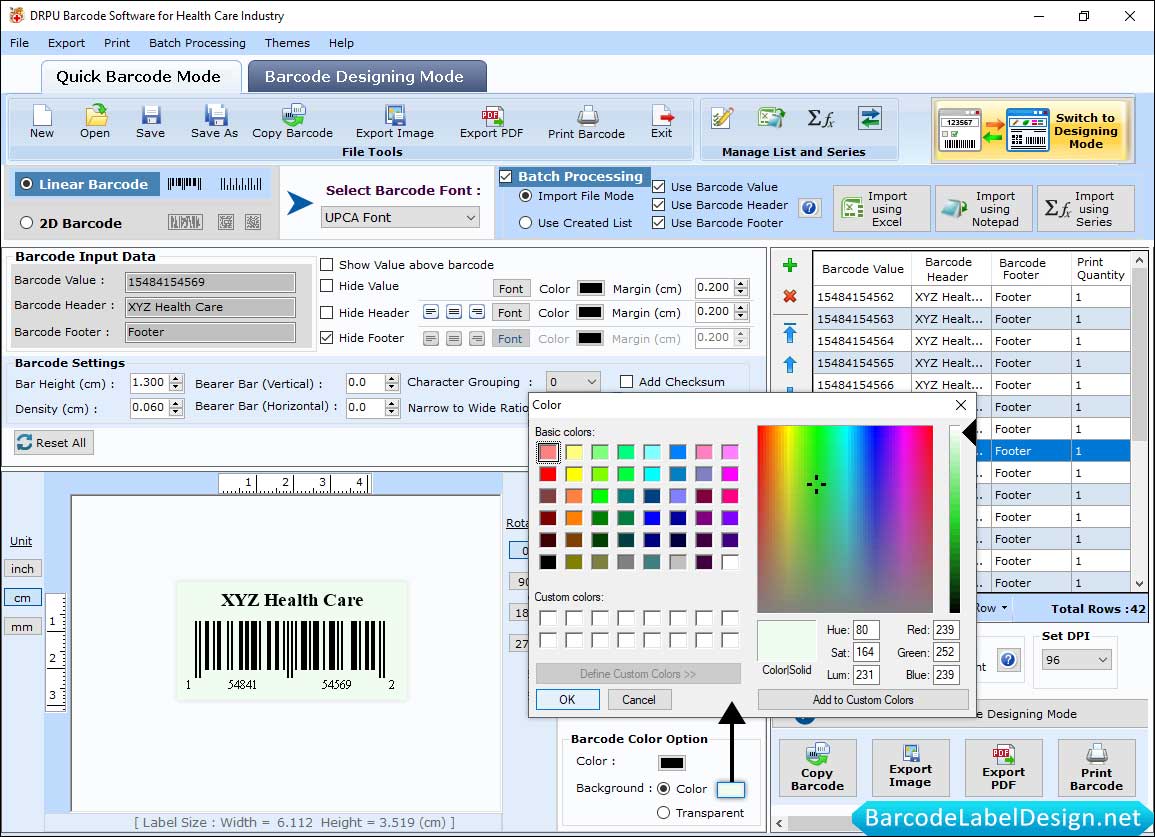 Font and Color Settings