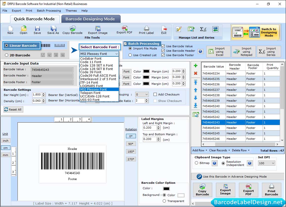 Select Barcode Font