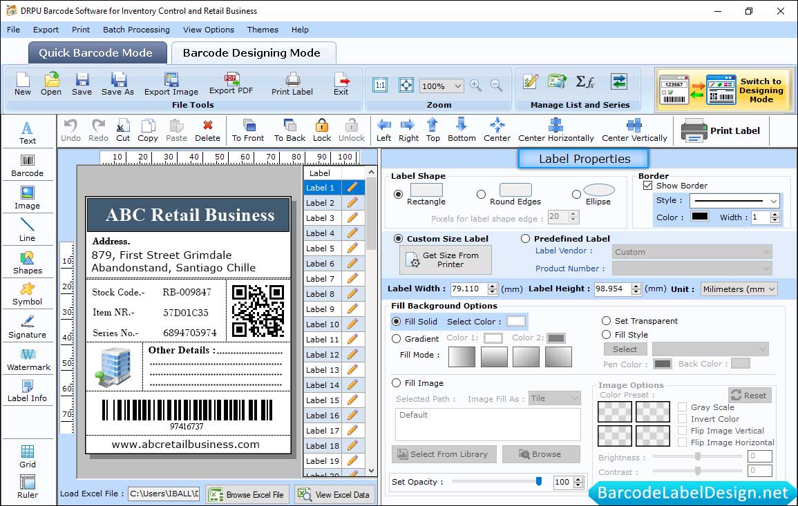 Label Properties 