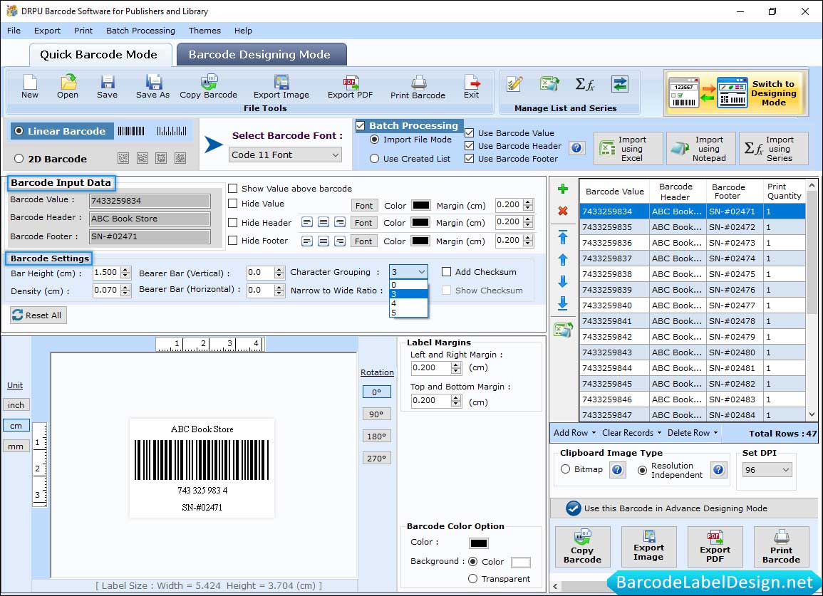 Barcode Settings