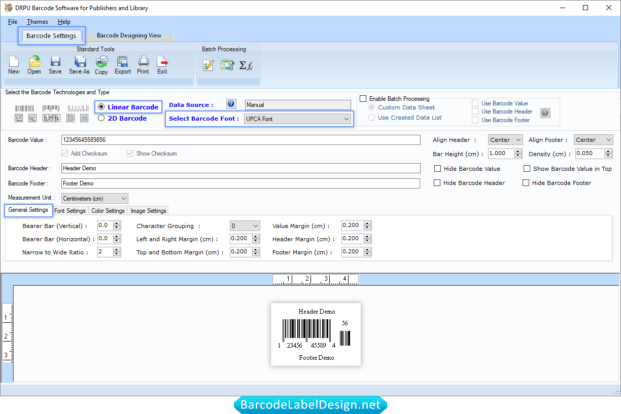 Barcode Settings Publisher Library Software Barcode Settings Screenshots
