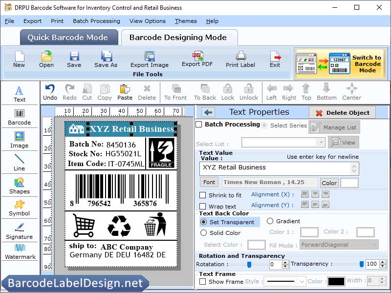Retail Barcode Label Designing Software 5.8 full