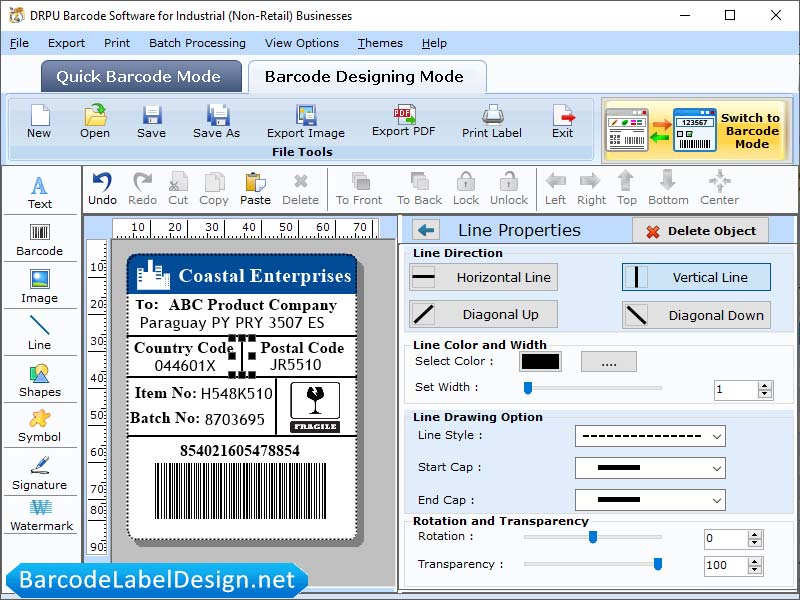 Screenshot of Warehouse Barcode Design