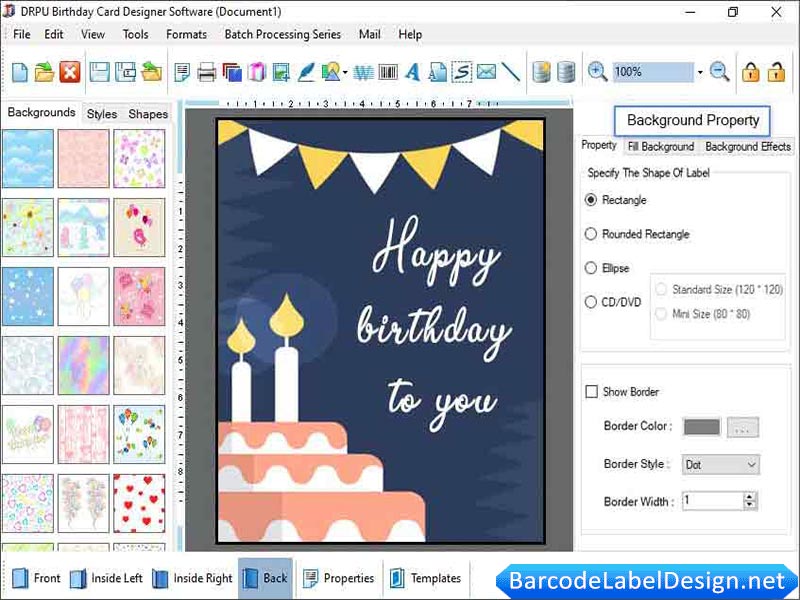 Screenshot of Printing Birthday Cards Tool